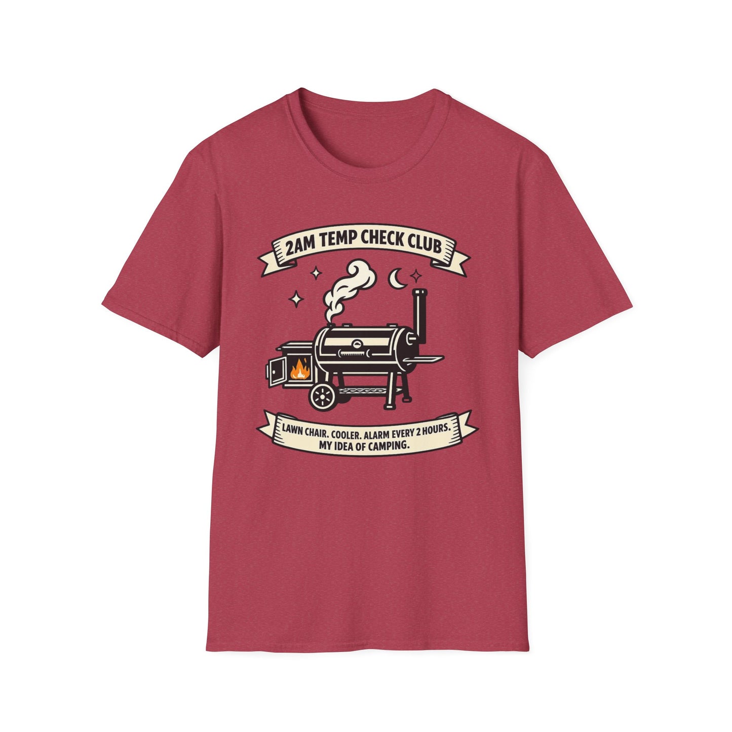 2AM Temp Check Club Shirt, Heather Cardinal red, front flat lay