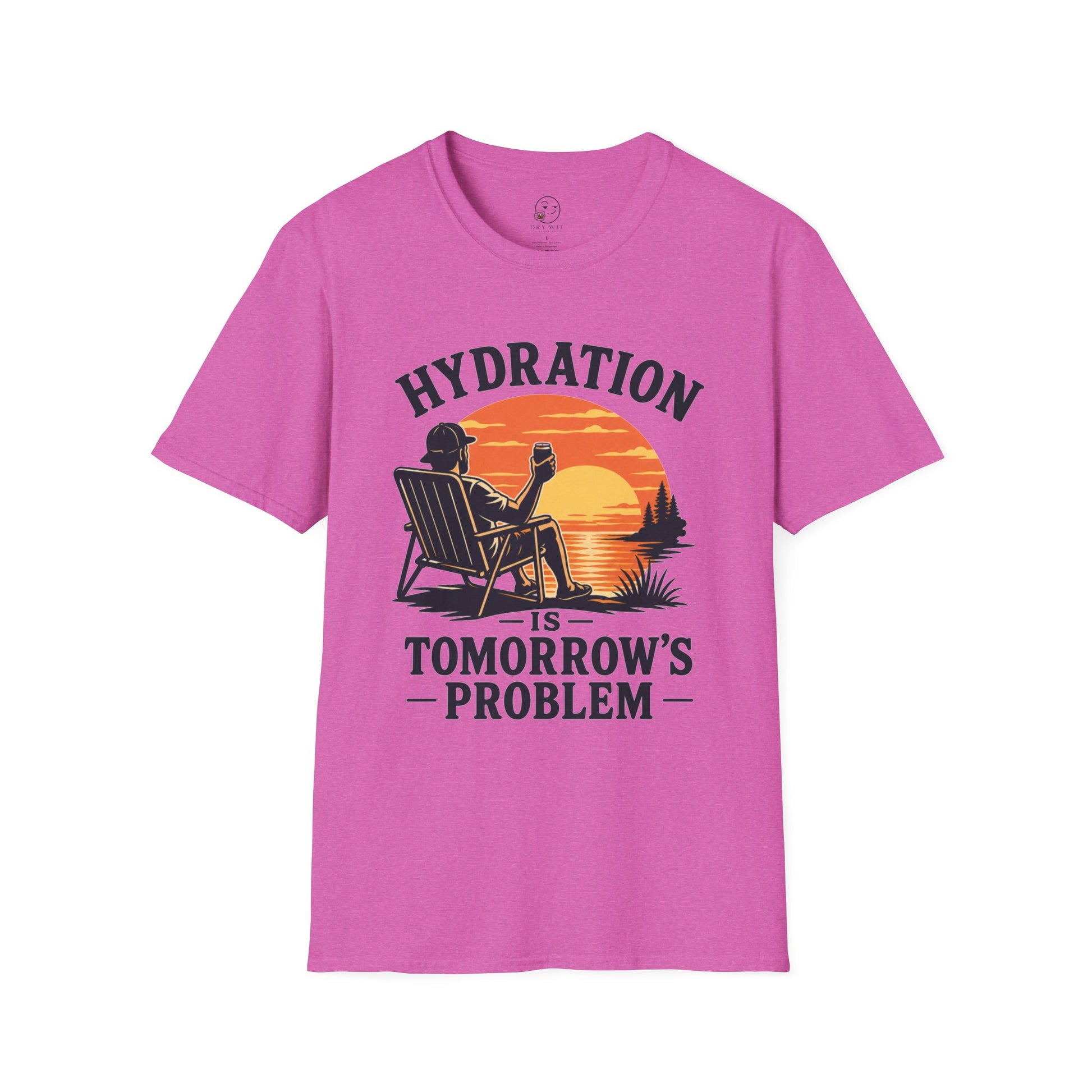 Hydration Is Tomorrow's Problem Shirt, Heather Berry pink, front flat lay