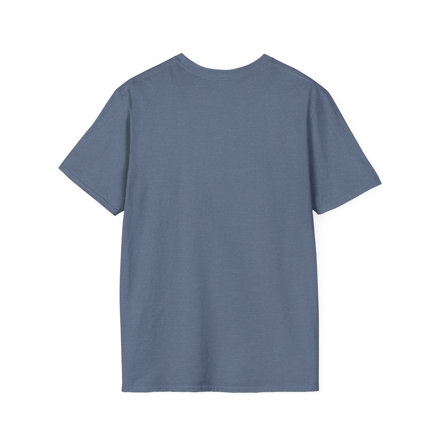 Fire Management Society Shirt, Heather Indigo slate blue, back flat lay showing the plain undecorated back