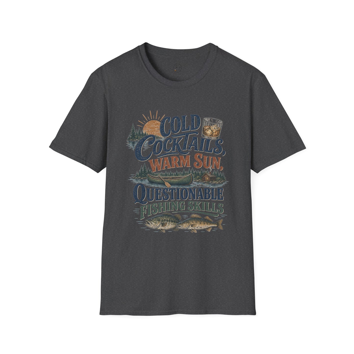 Cold Cocktails, Warm Sun Shirt, Dark Heather charcoal, front flat lay