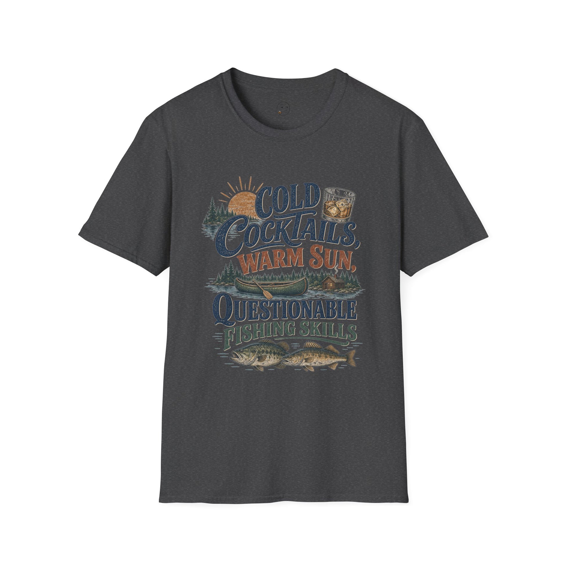 Cold Cocktails, Warm Sun Shirt, Dark Heather charcoal, front flat lay