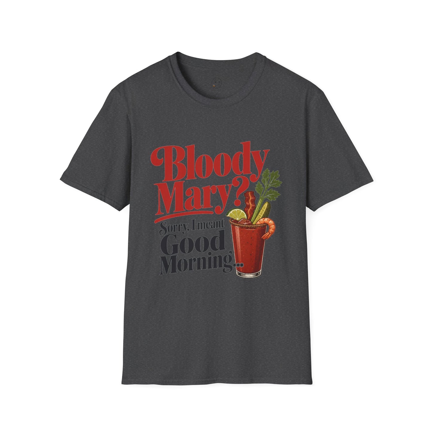 Bloody Mary Shirt, Dark Heather charcoal, front flat lay