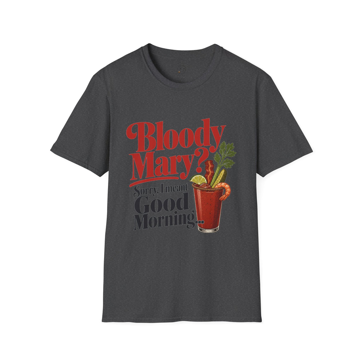 Bloody Mary Shirt, Dark Heather charcoal, front flat lay