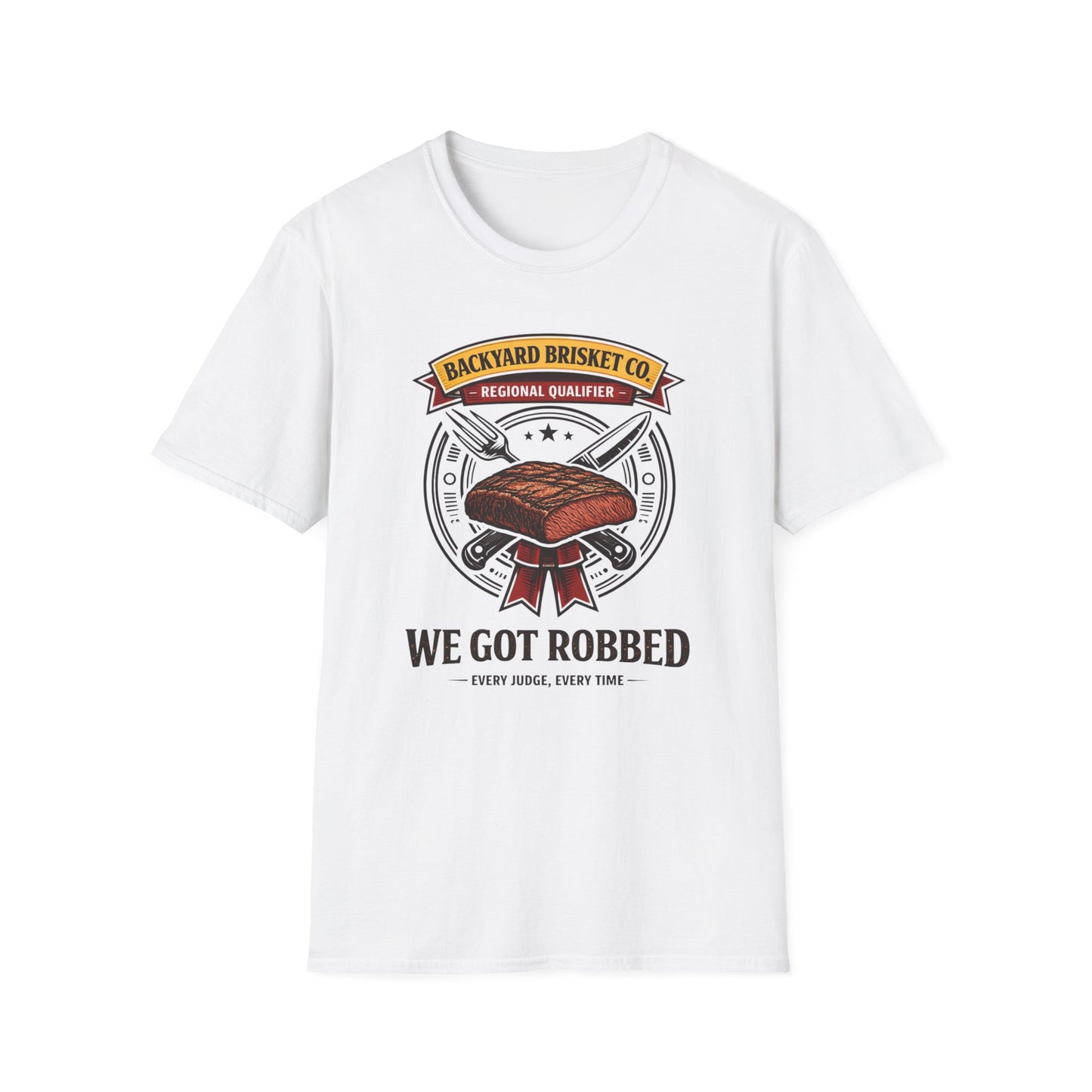 Backyard Brisket Co. Shirt, White, front flat lay