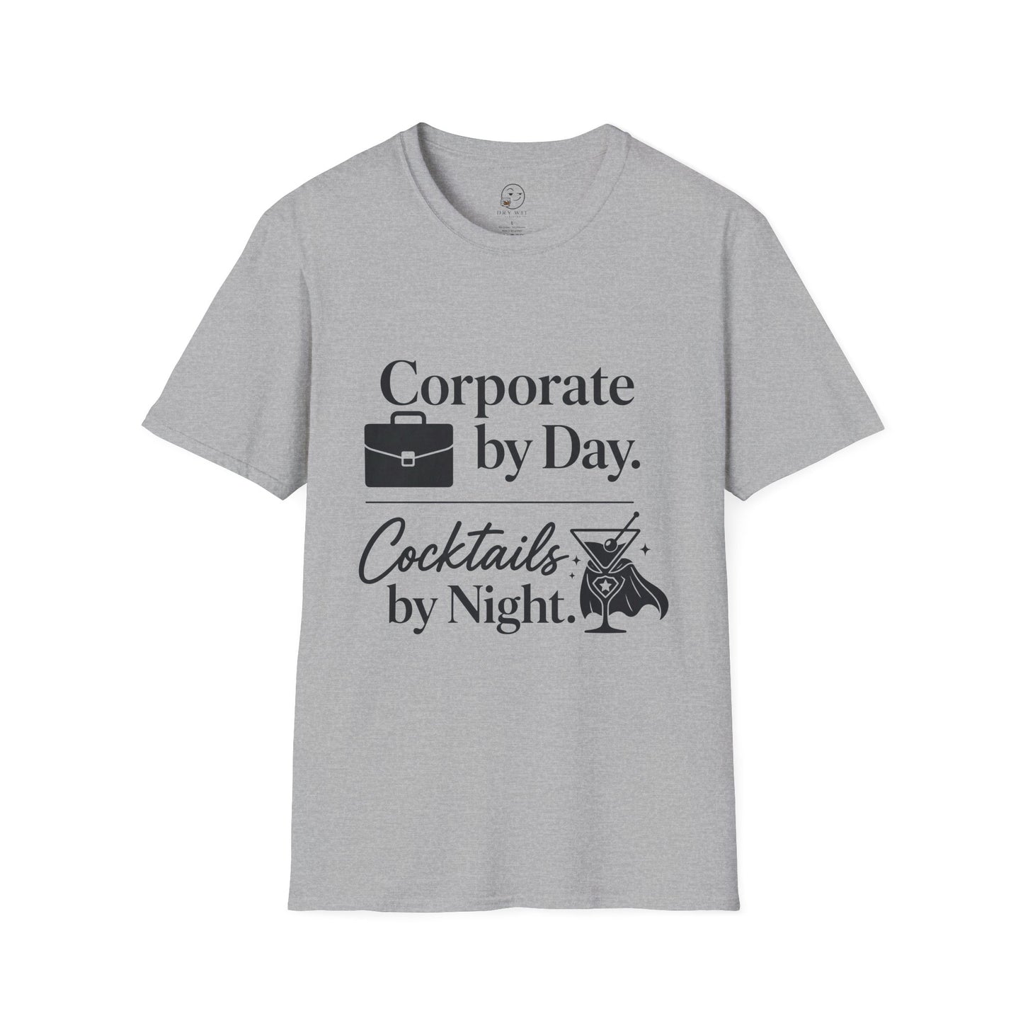 Corporate by Day, Cocktails by Night Shirt, Sport Grey, front flat lay