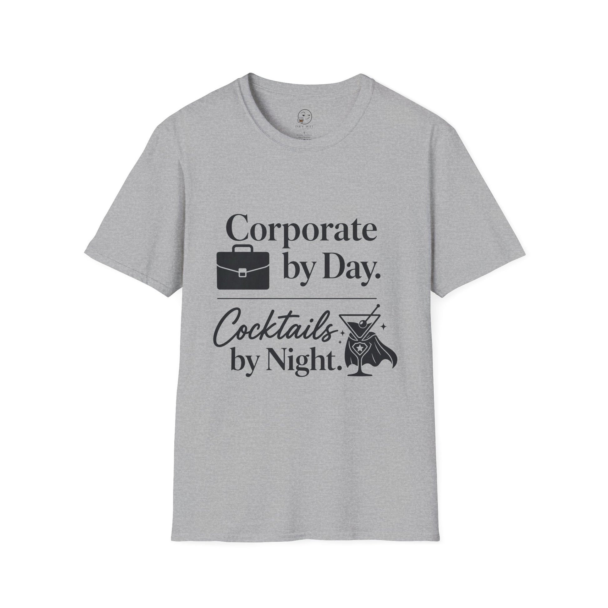 Corporate by Day, Cocktails by Night Shirt, Sport Grey, front flat lay