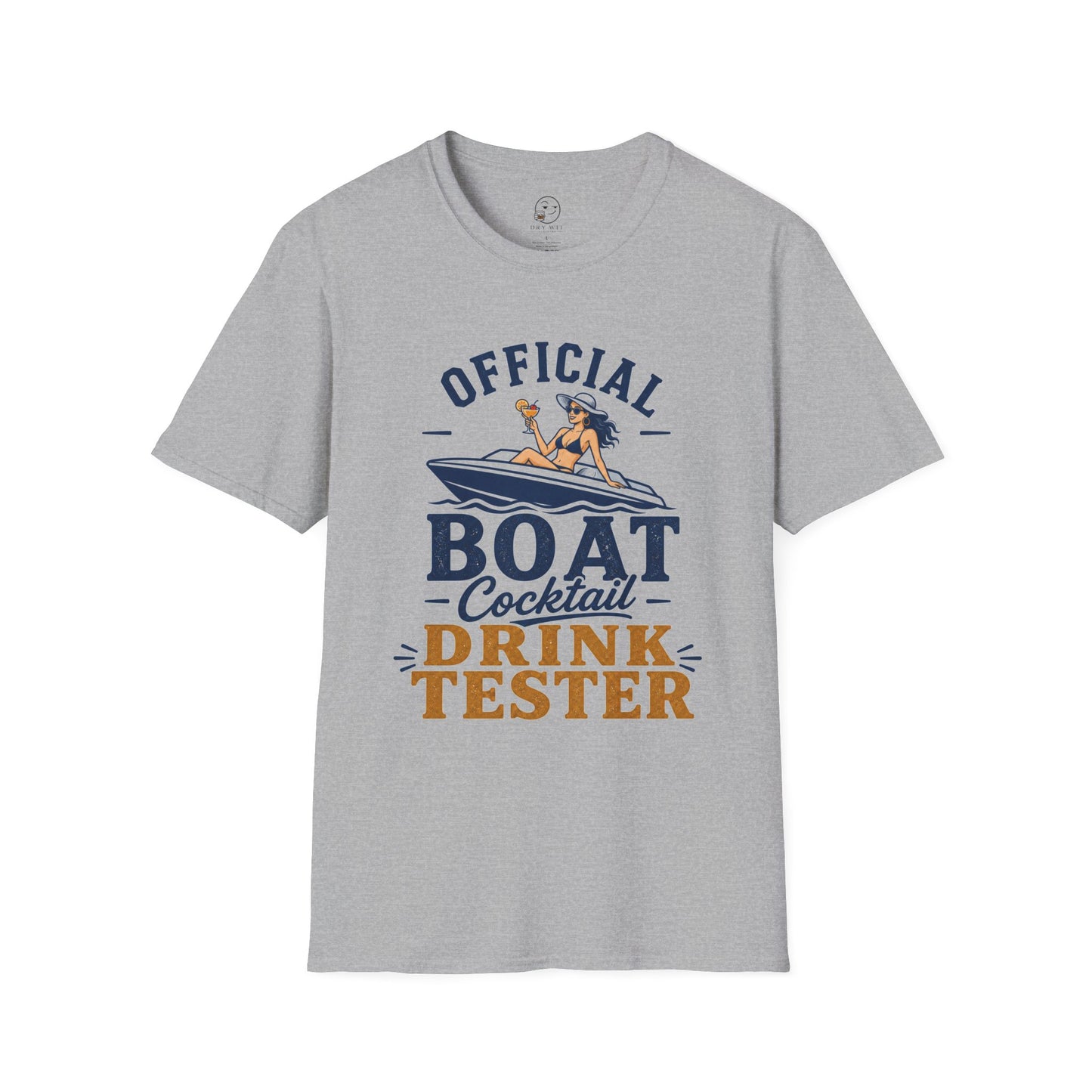 Official Boat Cocktail Drink Tester Shirt, Sport Grey, front flat lay
