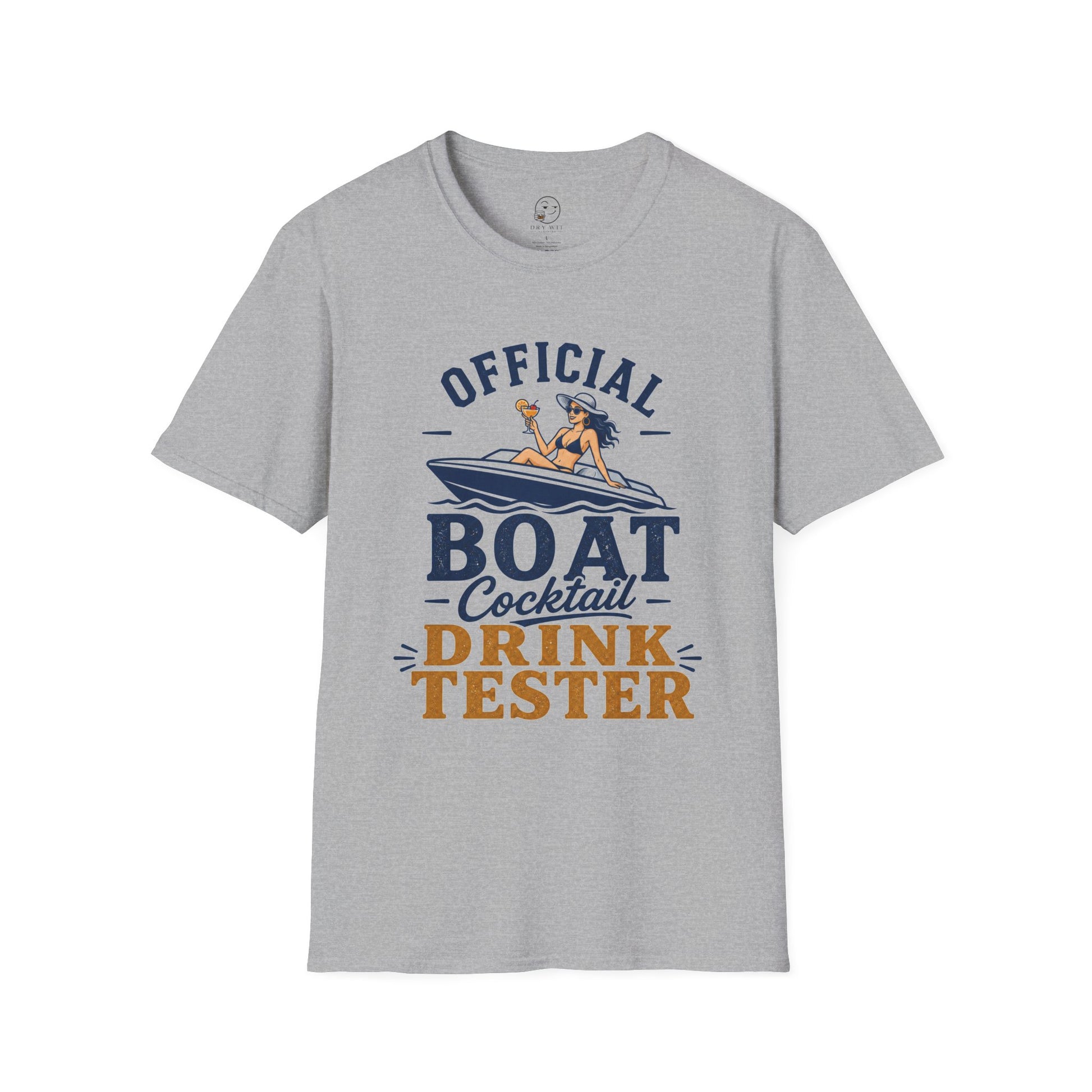 Official Boat Cocktail Drink Tester Shirt, Sport Grey, front flat lay