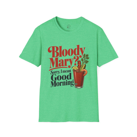 Bloody Mary Shirt, Heather Irish Green mint, front flat lay