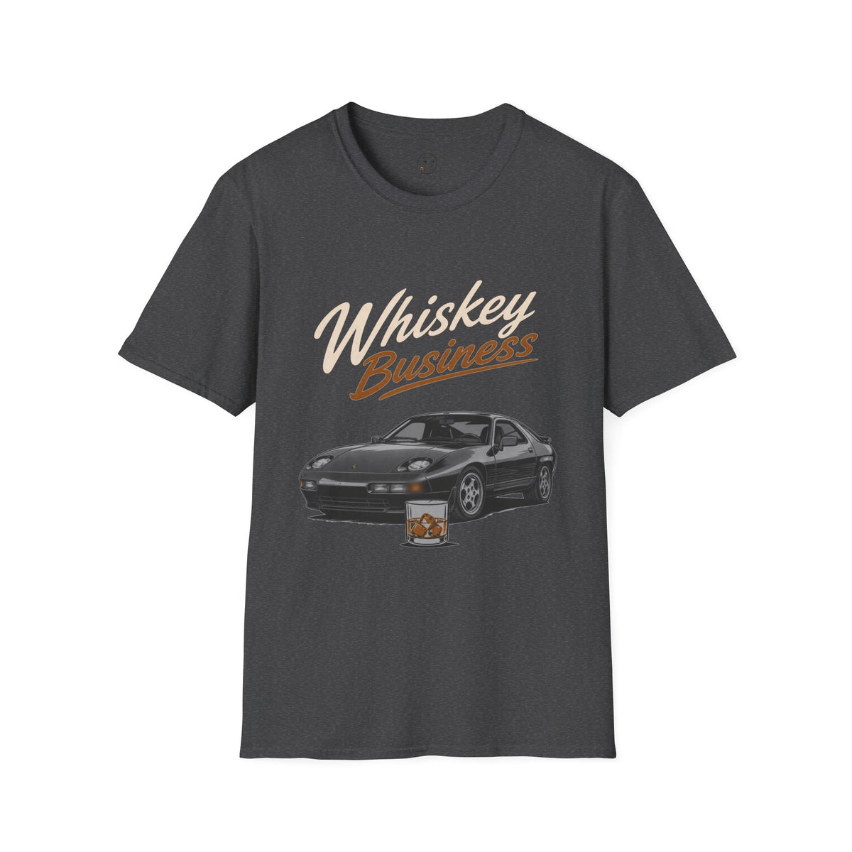 Whiskey Business Shirt, Dark Heather charcoal, front flat lay