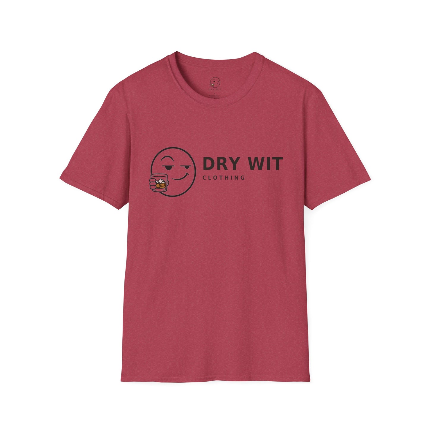 Dry Wit Logo Shirt, Heather Cardinal red, front flat lay