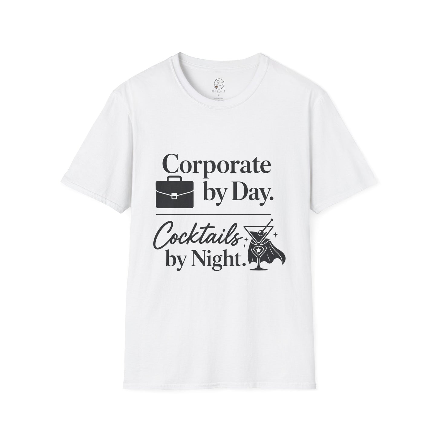 Corporate by Day, Cocktails by Night Shirt, White, front flat lay