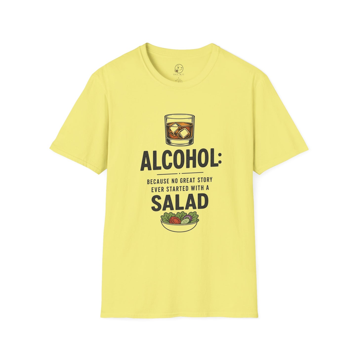No Great Story Started With a Salad Shirt, Cornsilk pale yellow, front flat lay
