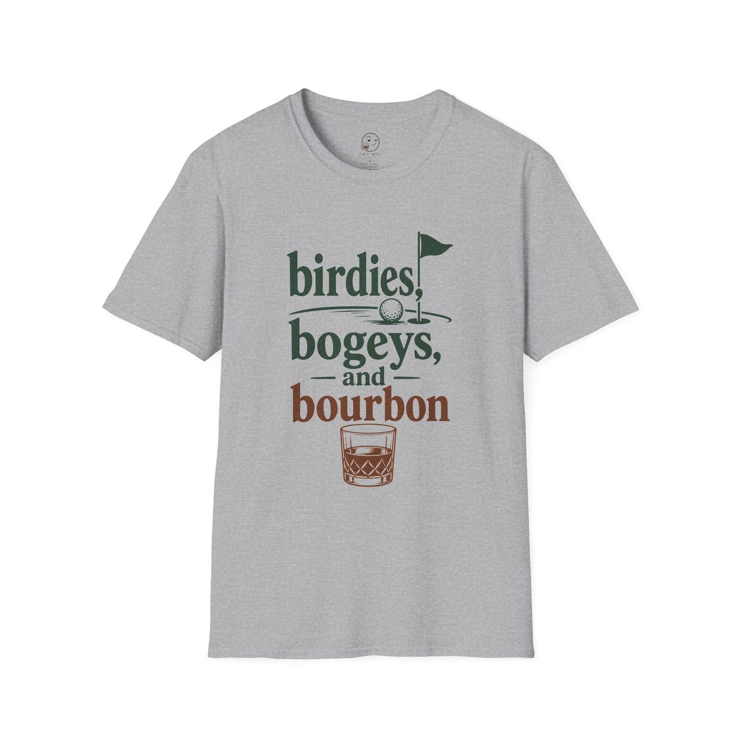 Birdies, Bogeys, and Bourbon Shirt, Sport Grey, front flat lay