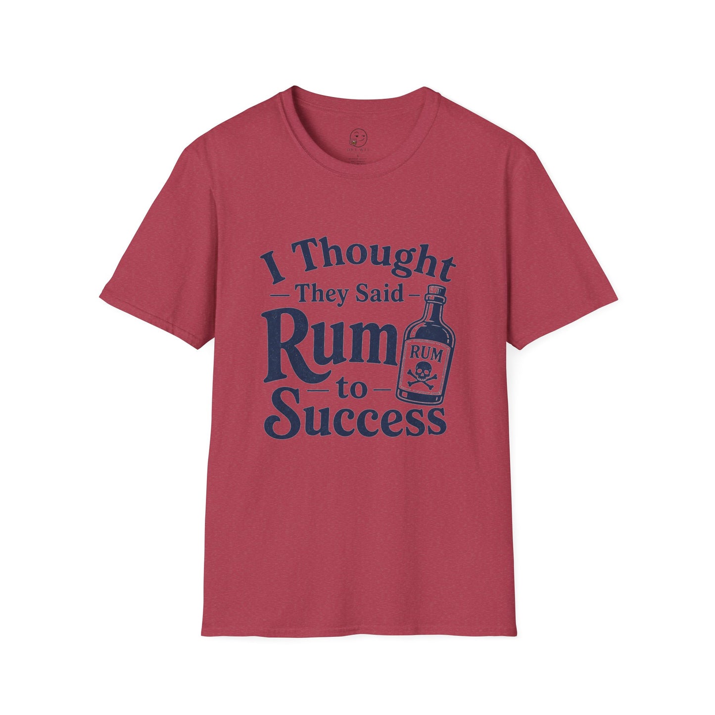 I Thought They Said Rum to Success Shirt, Heather Cardinal red, front flat lay
