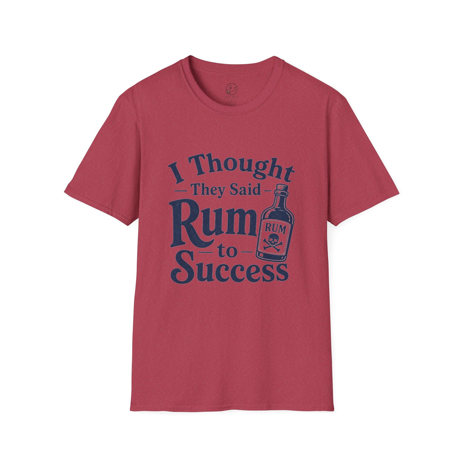 I Thought They Said Rum to Success Shirt, Heather Cardinal red, front flat lay