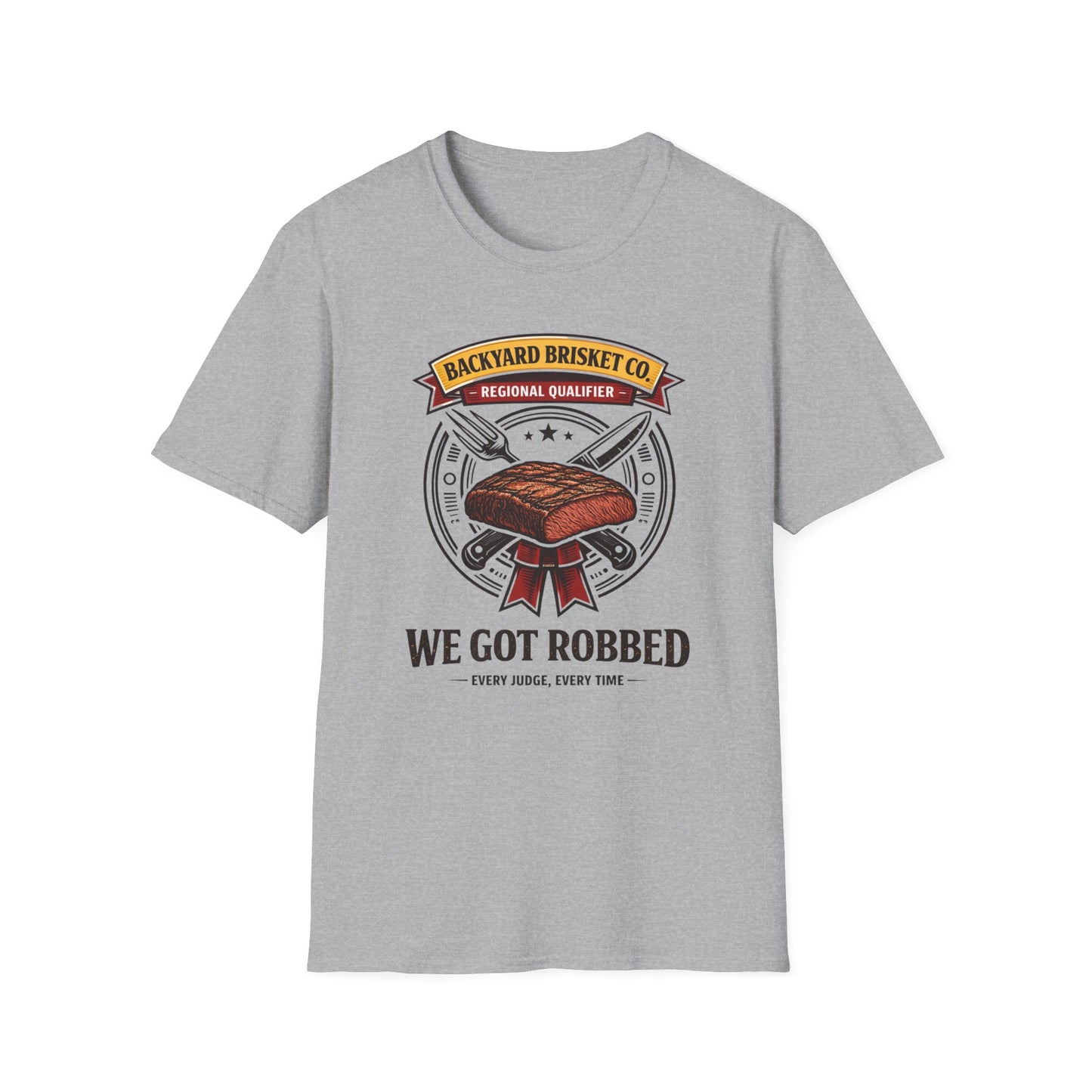 Backyard Brisket Co. Shirt, Sport Grey, front flat lay