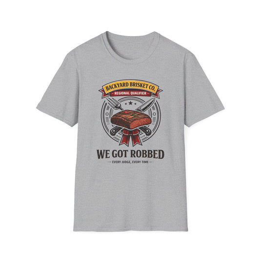 Backyard Brisket Co. Shirt, Sport Grey, front flat lay