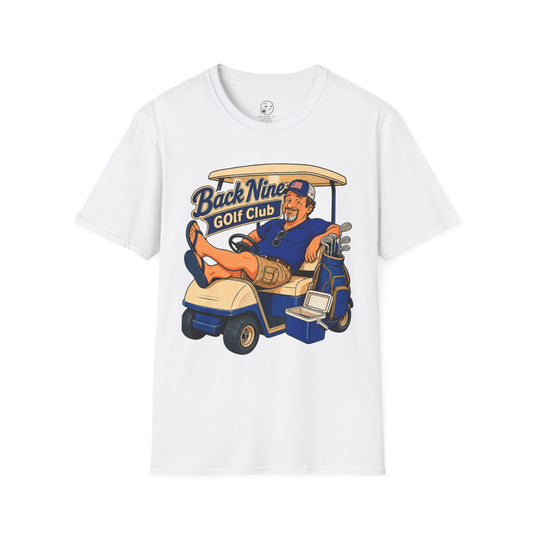 Back Nine Club Shirt, White, front flat lay