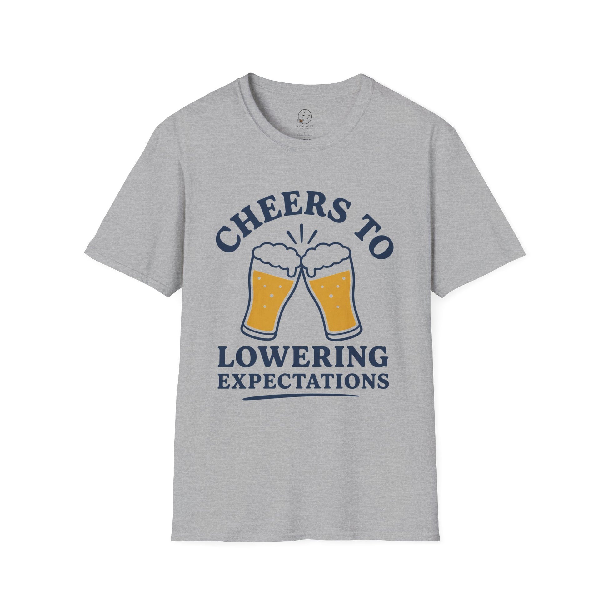Cheers to Lowering Expectations Shirt, Sport Grey, front flat lay