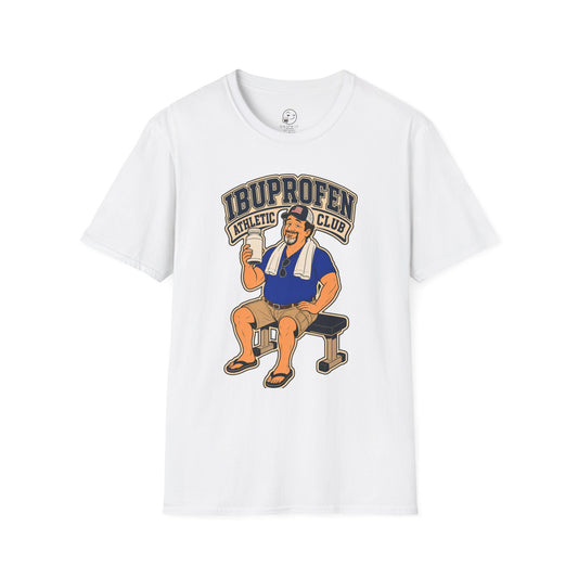 Ibuprofen Athletic Club Shirt, White, front flat lay