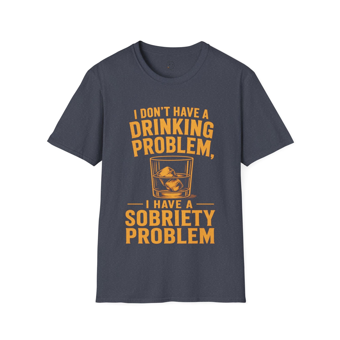 I Don't Have a Drinking Problem Shirt, Heather Navy, front flat lay