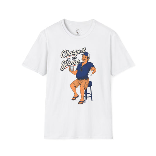 Charge It To The Game Shirt, White, front flat lay