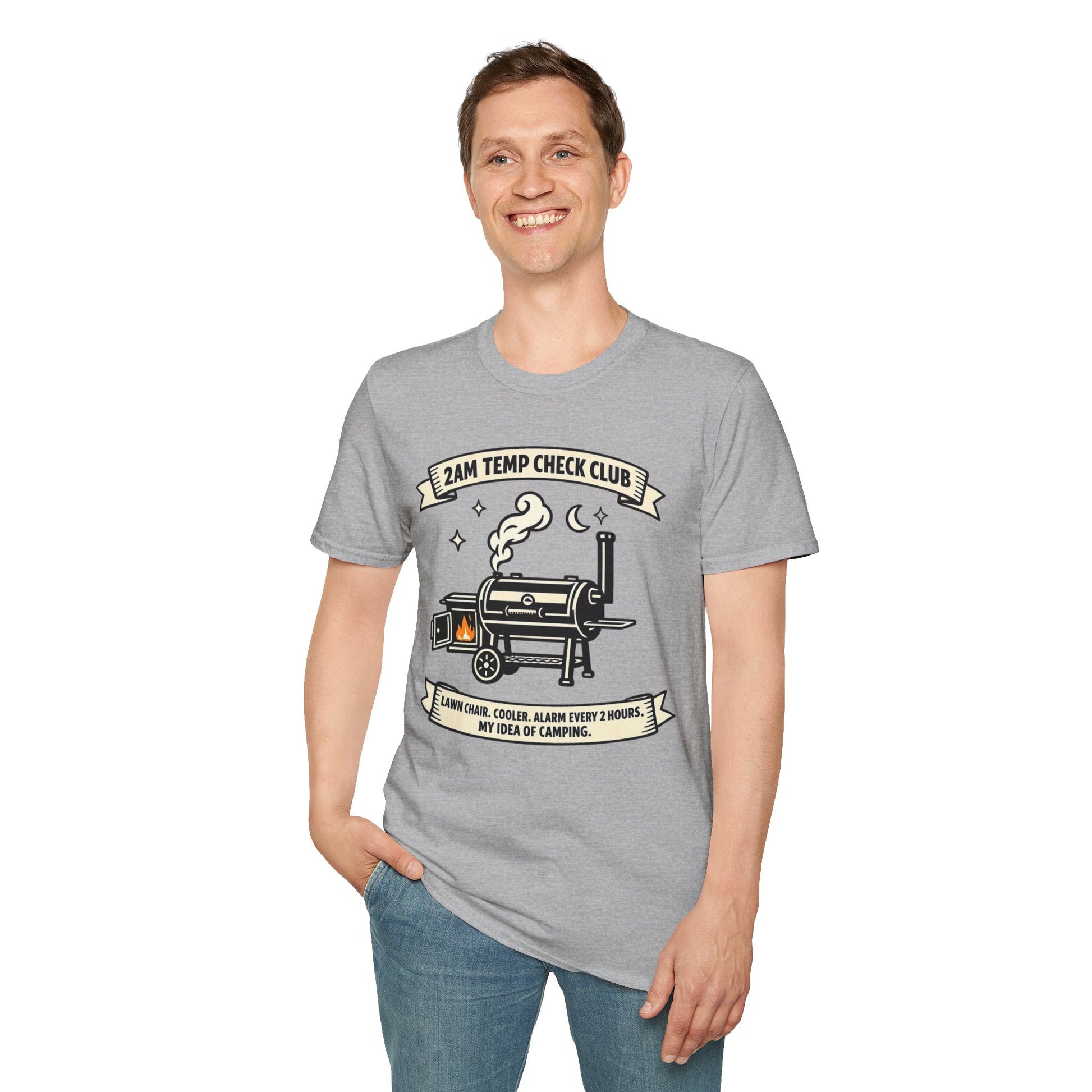 2AM Temp Check Club Shirt, Sport Grey, worn by a standing model with one hand in their pocket
