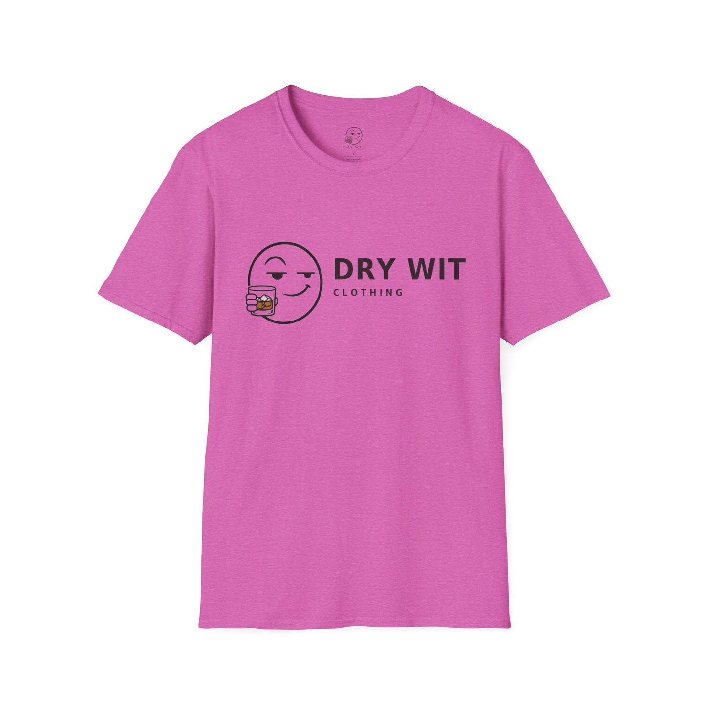 Dry Wit Logo Shirt, Heather Berry pink, front flat lay