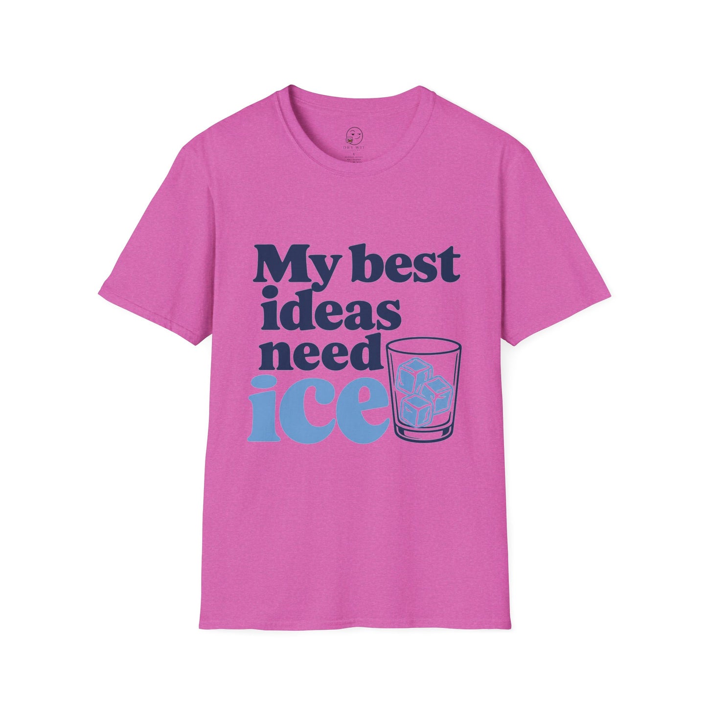 My Best Ideas Need Ice Shirt, Heather Berry pink, front flat lay
