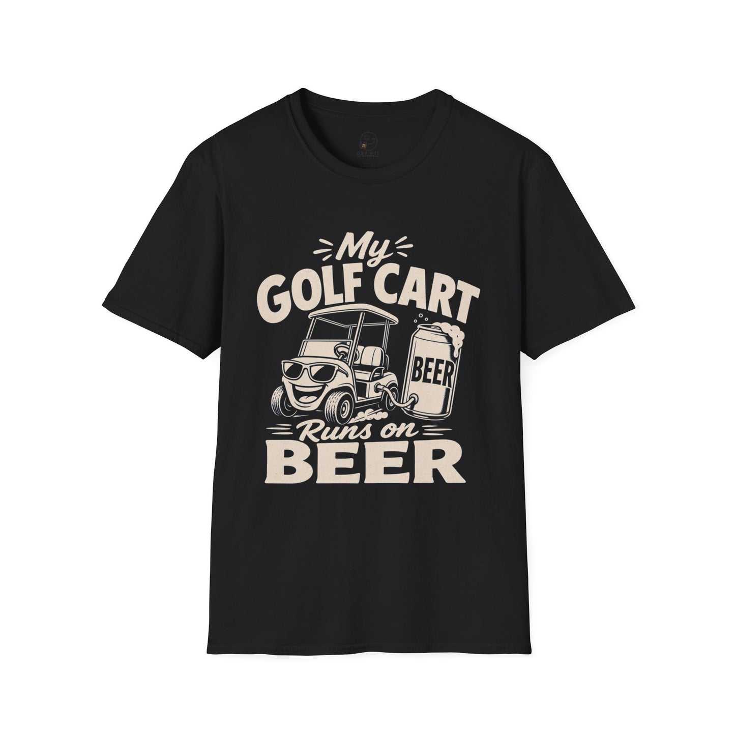 My Golf Cart Runs on Beer Shirt, Black, front flat lay