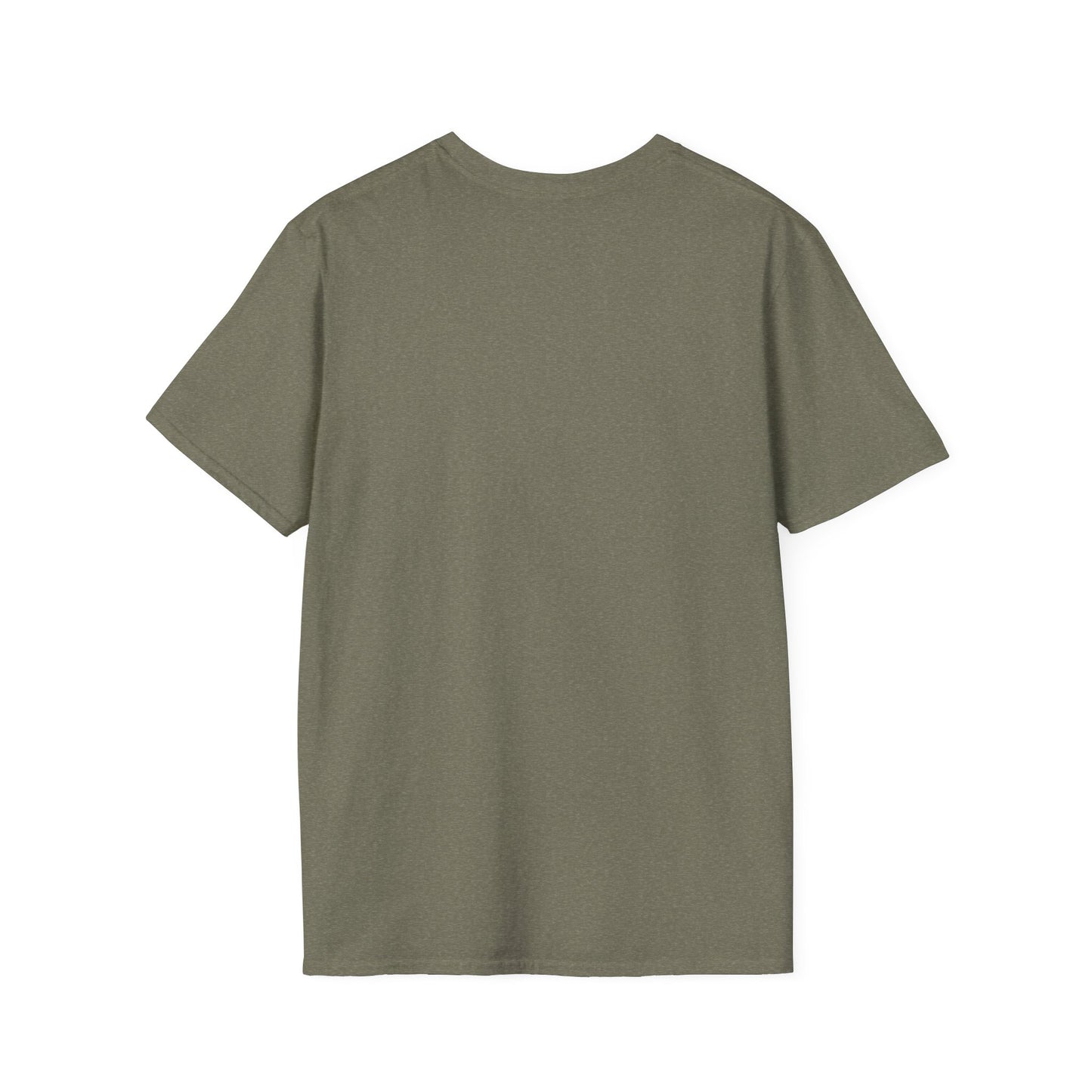 Fire Management Society Shirt, Heather Military Green olive, back flat lay showing the plain undecorated back
