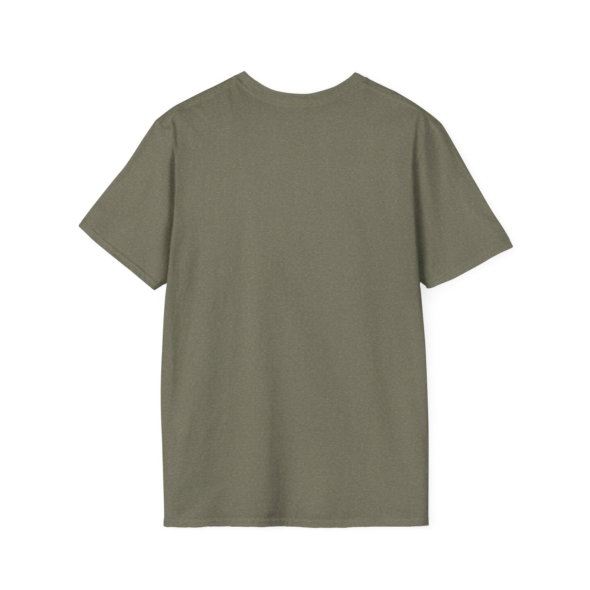 Fire Management Society Shirt, Heather Military Green olive, back flat lay showing the plain undecorated back