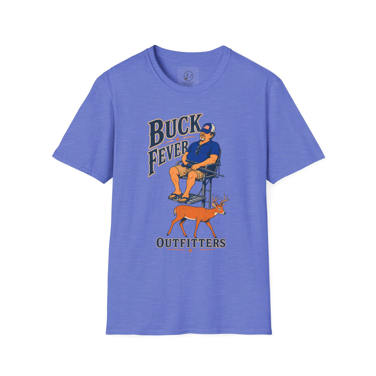 Buck Fever Outfitters Shirt, Heather Royal blue, front flat lay