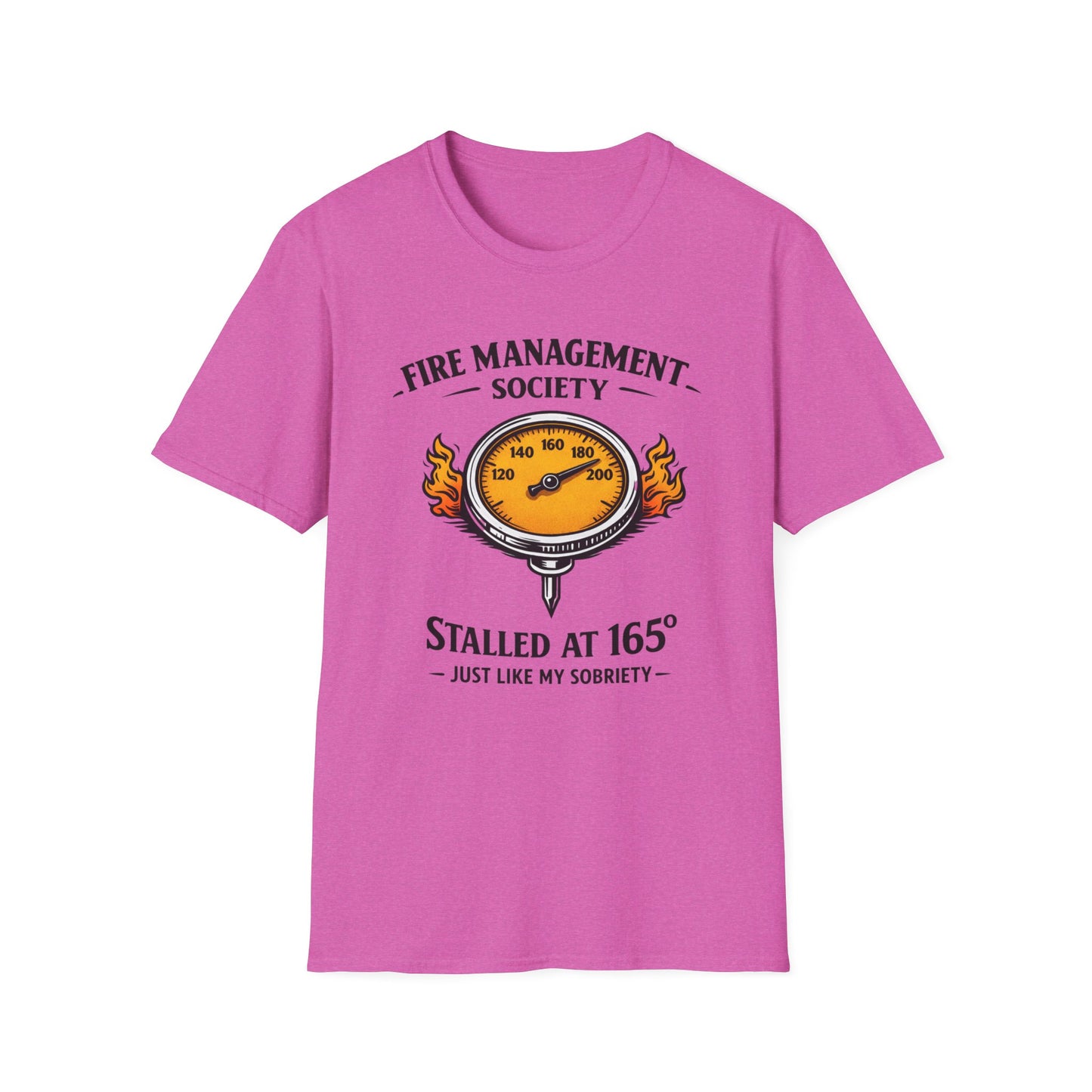 Fire Management Society Shirt, Heather Berry pink, front flat lay