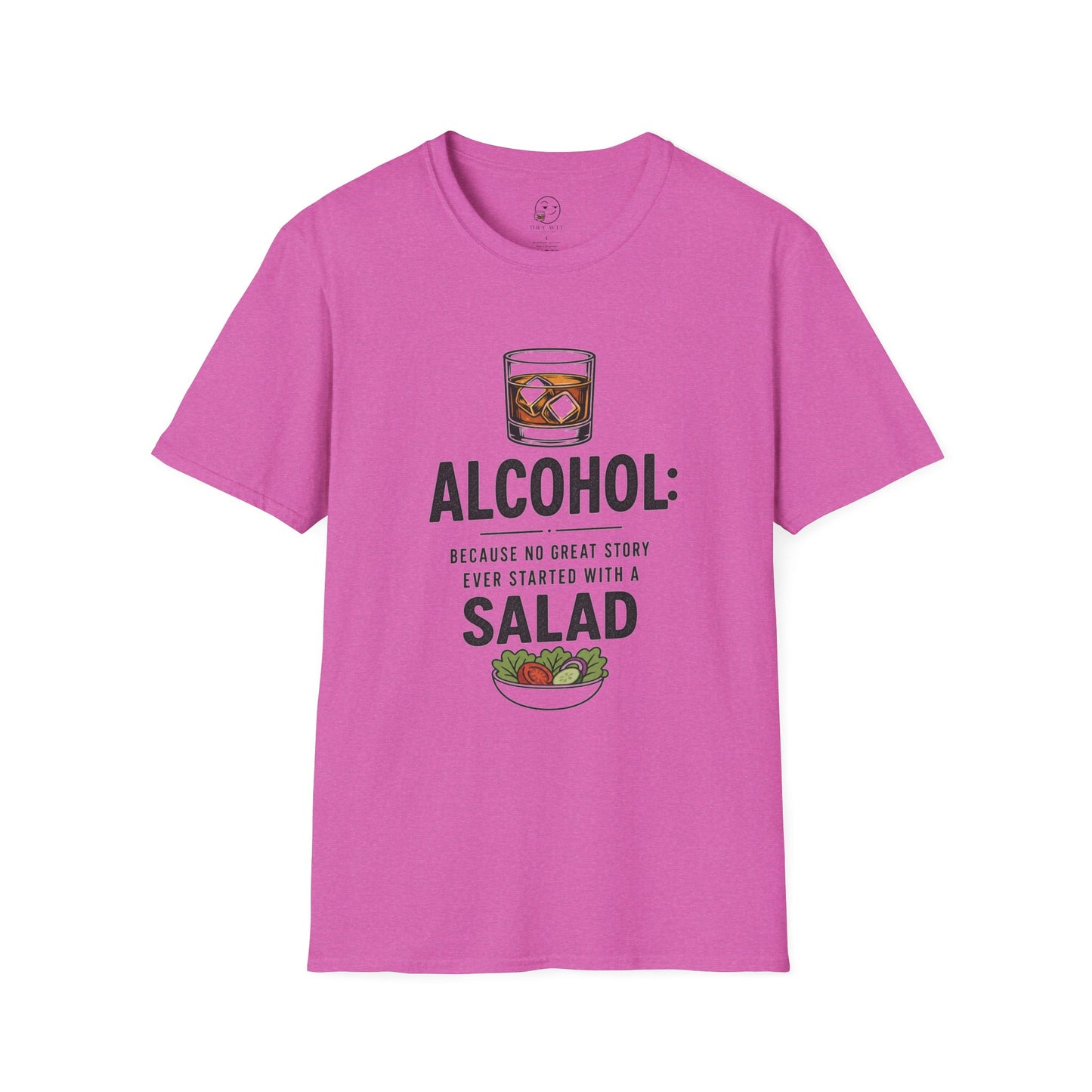 No Great Story Started With a Salad Shirt, Heather Berry pink, front flat lay