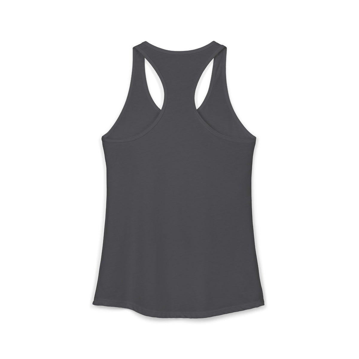 12 Hours of Chaos Tank, Solid Dark Gray, back flat lay showing the plain undecorated racerback