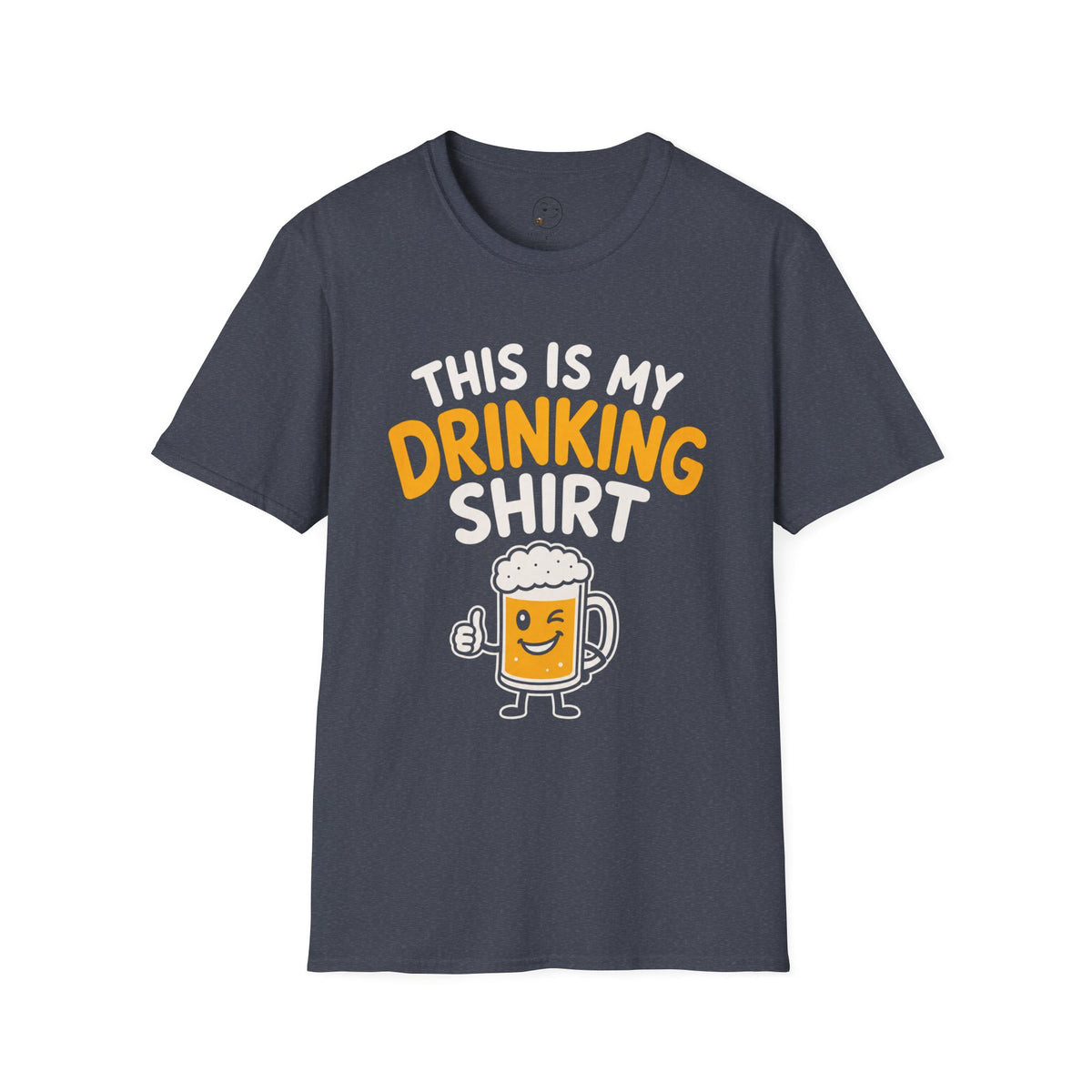 This Is My Drinking Shirt, Heather Navy, front flat lay