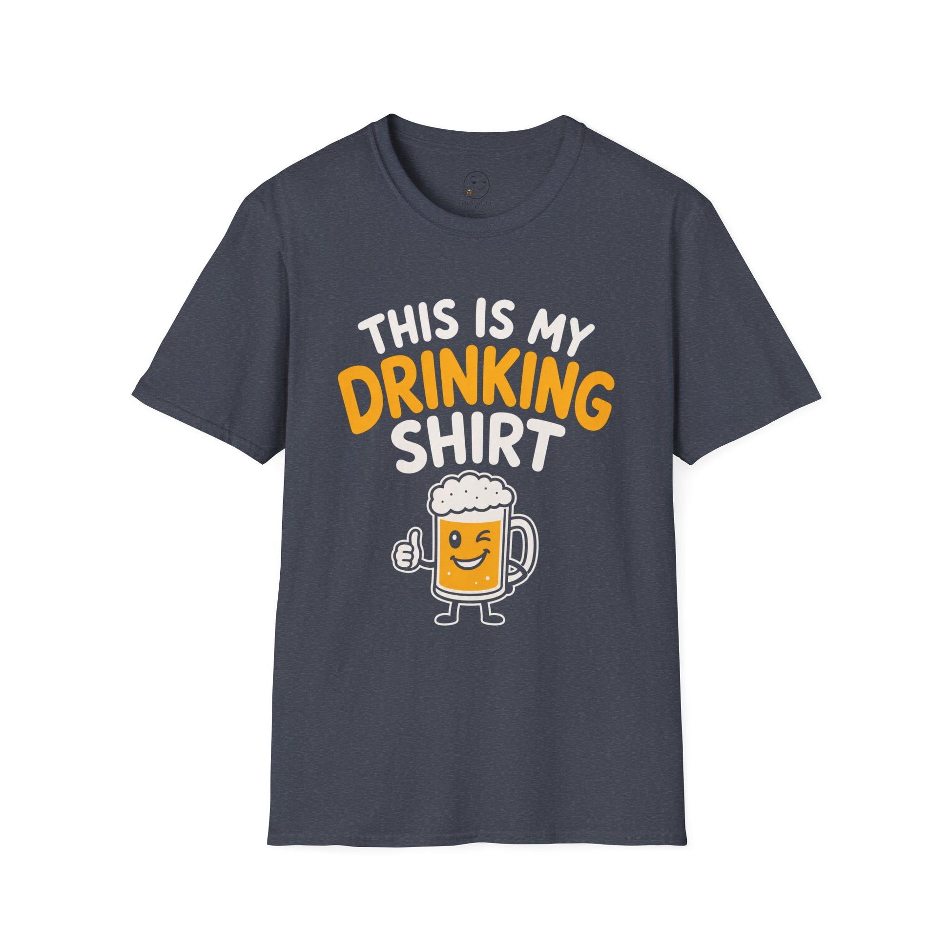 This Is My Drinking Shirt, Heather Navy, front flat lay