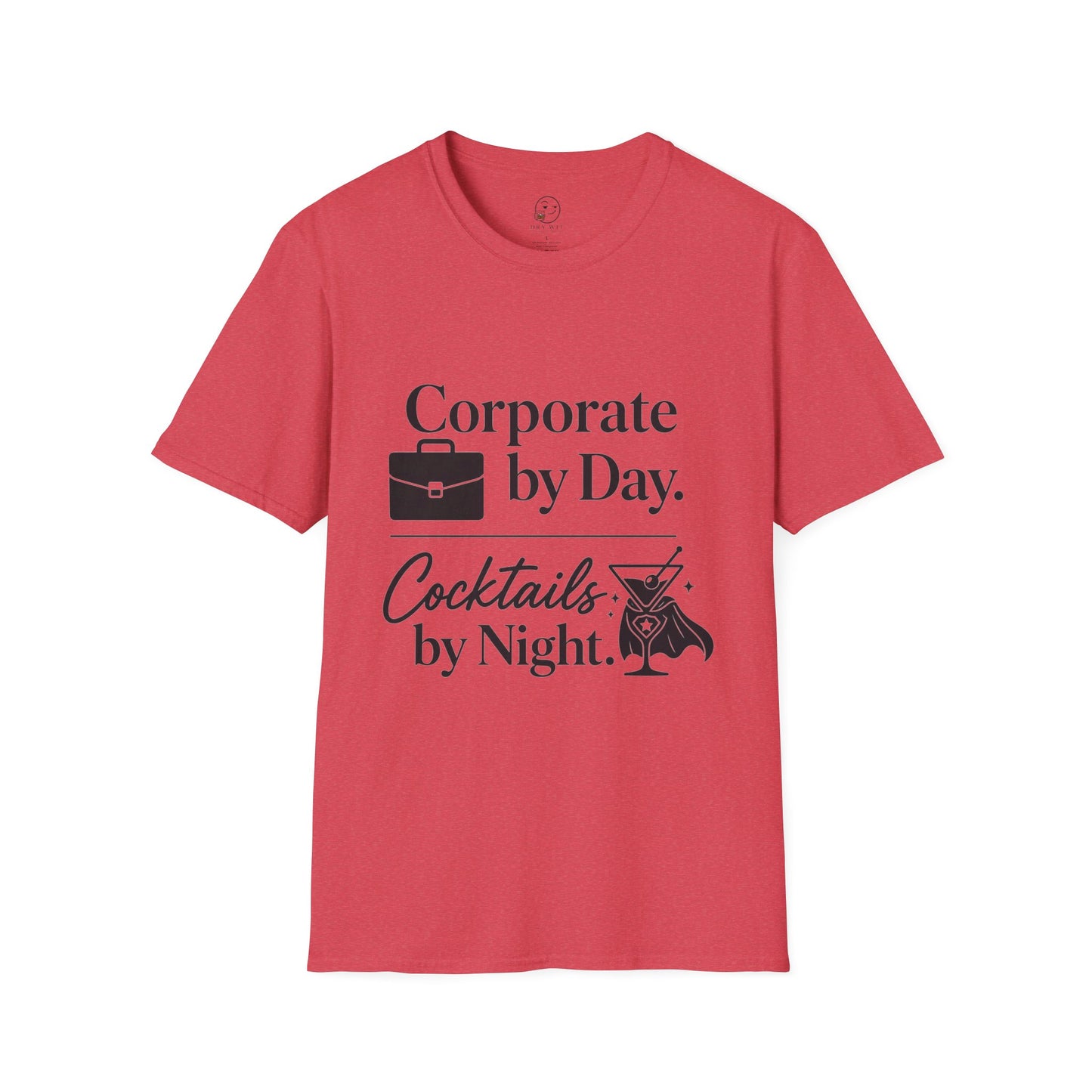 Corporate by Day, Cocktails by Night Shirt, Heather Red, front flat lay