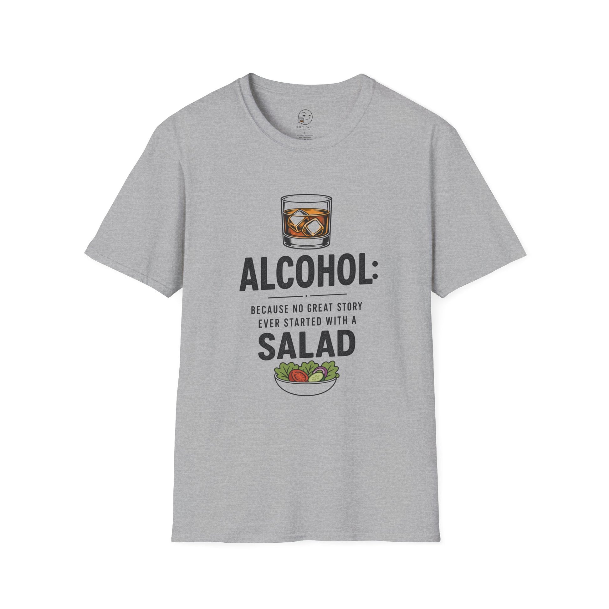 No Great Story Started With a Salad Shirt, Sport Grey, front flat lay