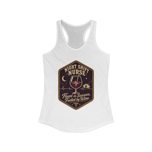 Fluent in Sarcasm Tank, Solid White, front flat lay