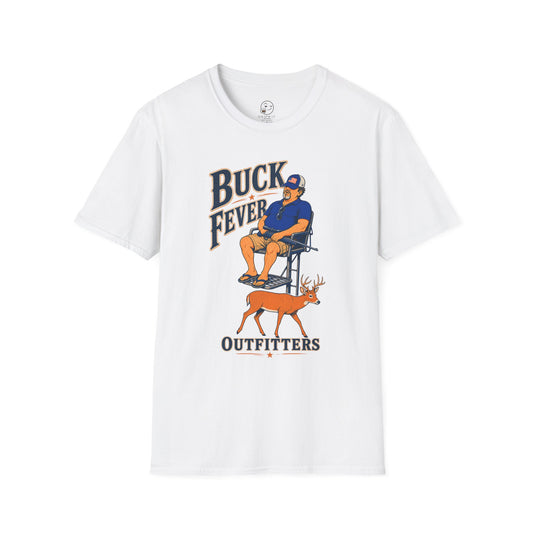 Buck Fever Outfitters Shirt, White, front flat lay