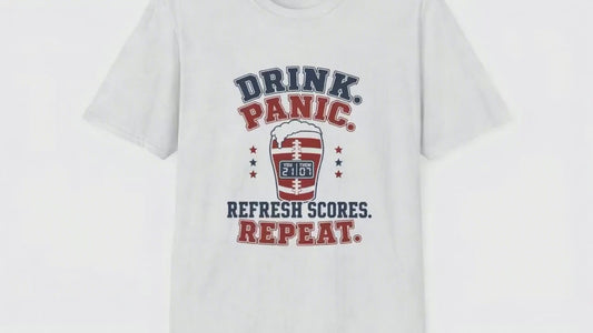 Drink Panic Refresh Scores Repeat funny fantasy football shirt